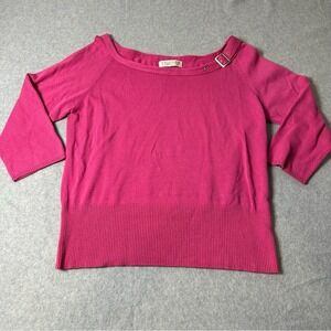 Uniform John‎ Paul Richard Pink Buckle Shoulder Boat Neck Sweater 3/4 Sleeve